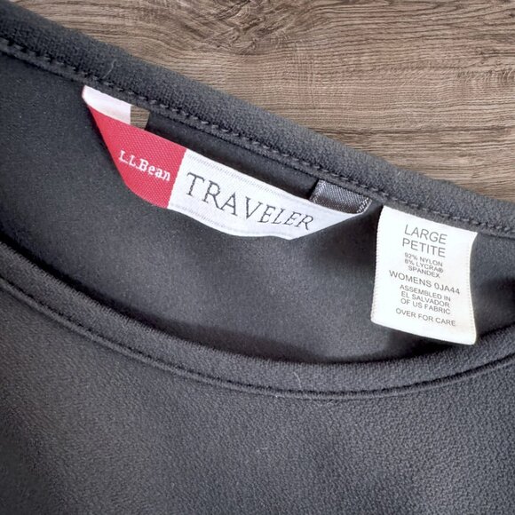 LL BEAN Black Knit Short Sleeve Maxi Long Traveler Travel Dress LP Large Petite - Picture 4 of 5